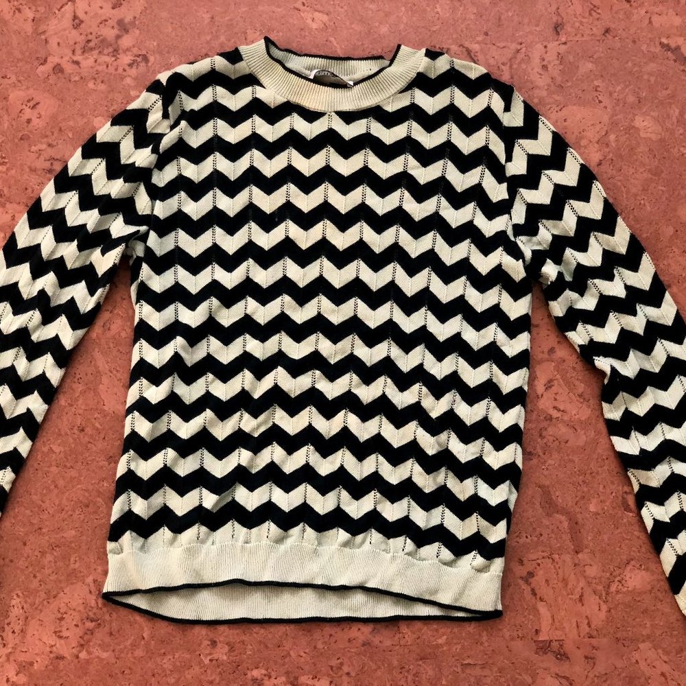 Mint Green Chevron-Striped Sweater